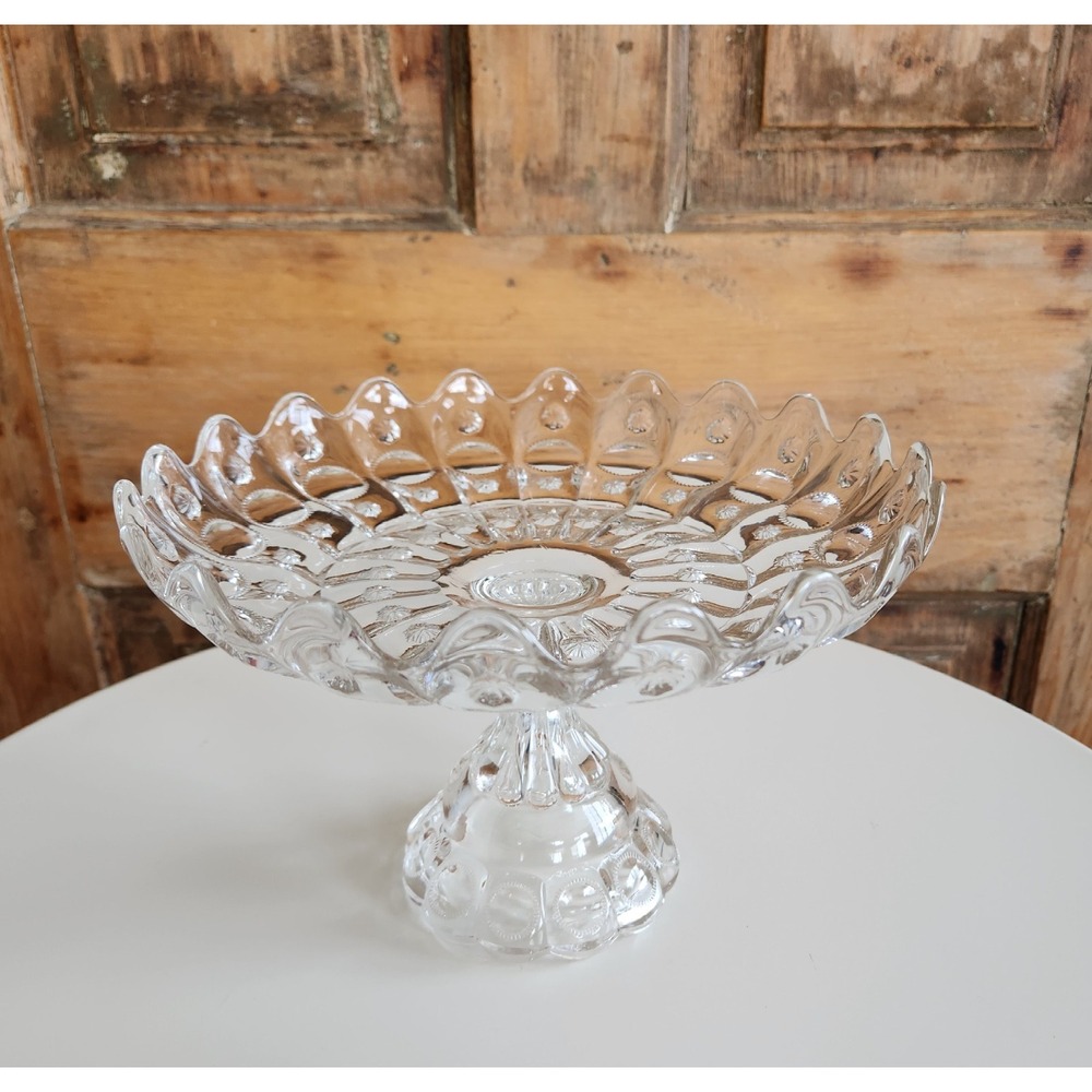Antique EAPG Dalzell Gilmore Leighton Priscilla Glass Cake Stand c1895 6"h x 9"w